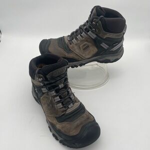 Keen Brown Black Keep‎ Dry Lace Up Rubber Toe Hiking Boots Mid Cut Women Size 10